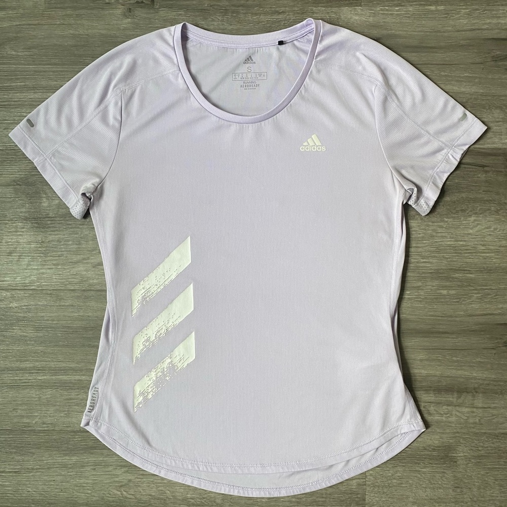 Adidas Running Aeroready Purple Short Sleeve Athletic Shirt Small
